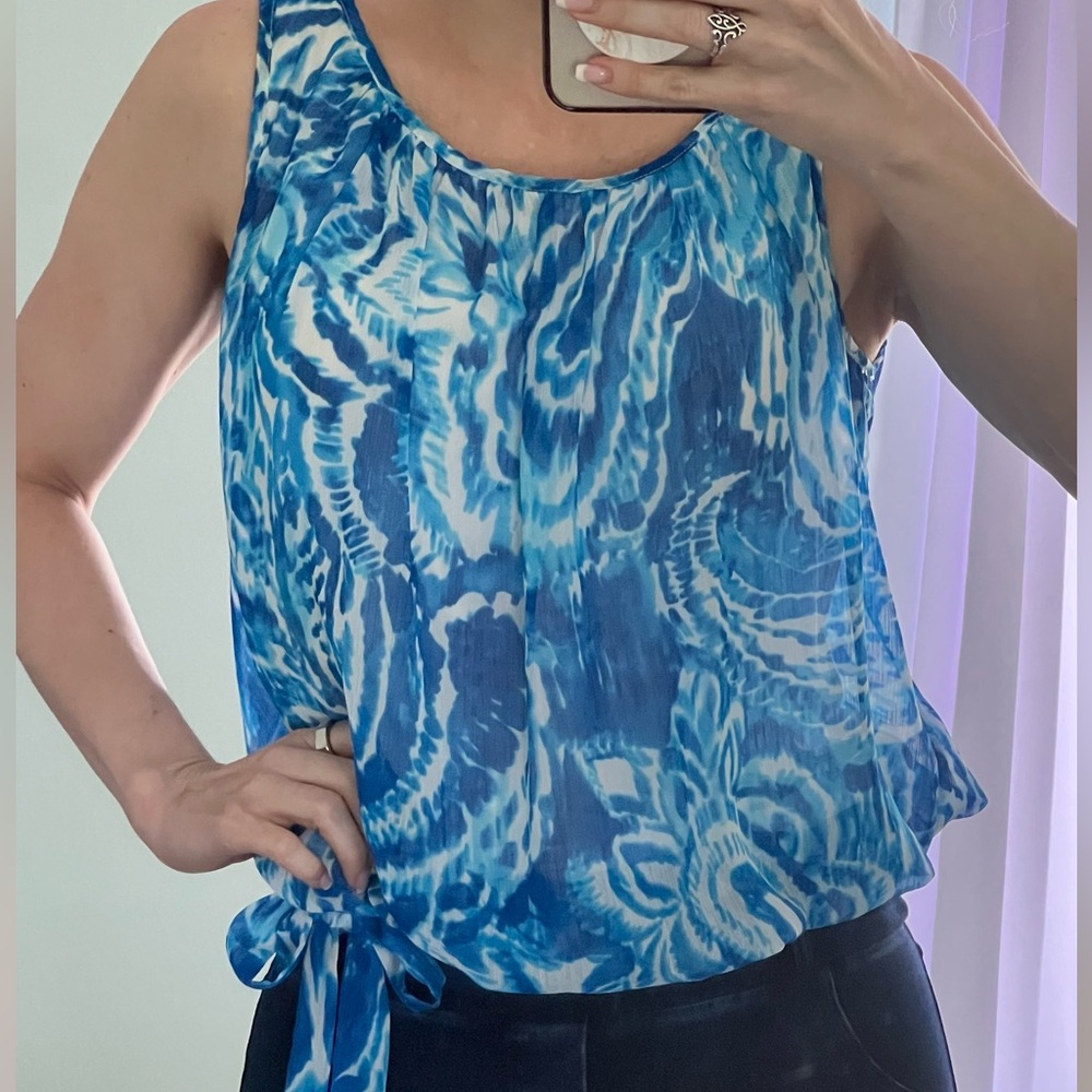 Cache Blue And White Patterned Blouse - image 2